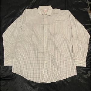 BROOKS BROTHERS Shirt (L, White/Checkered, Cotton)
